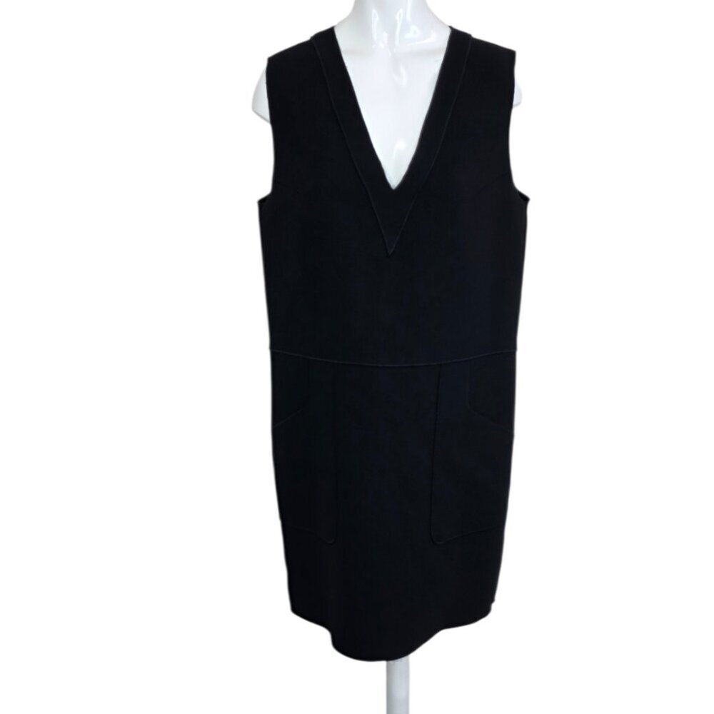 Derek Lam 10 Crosby Boxy Little Black Sheath Dress, Pockets, V-Neck, Size 6